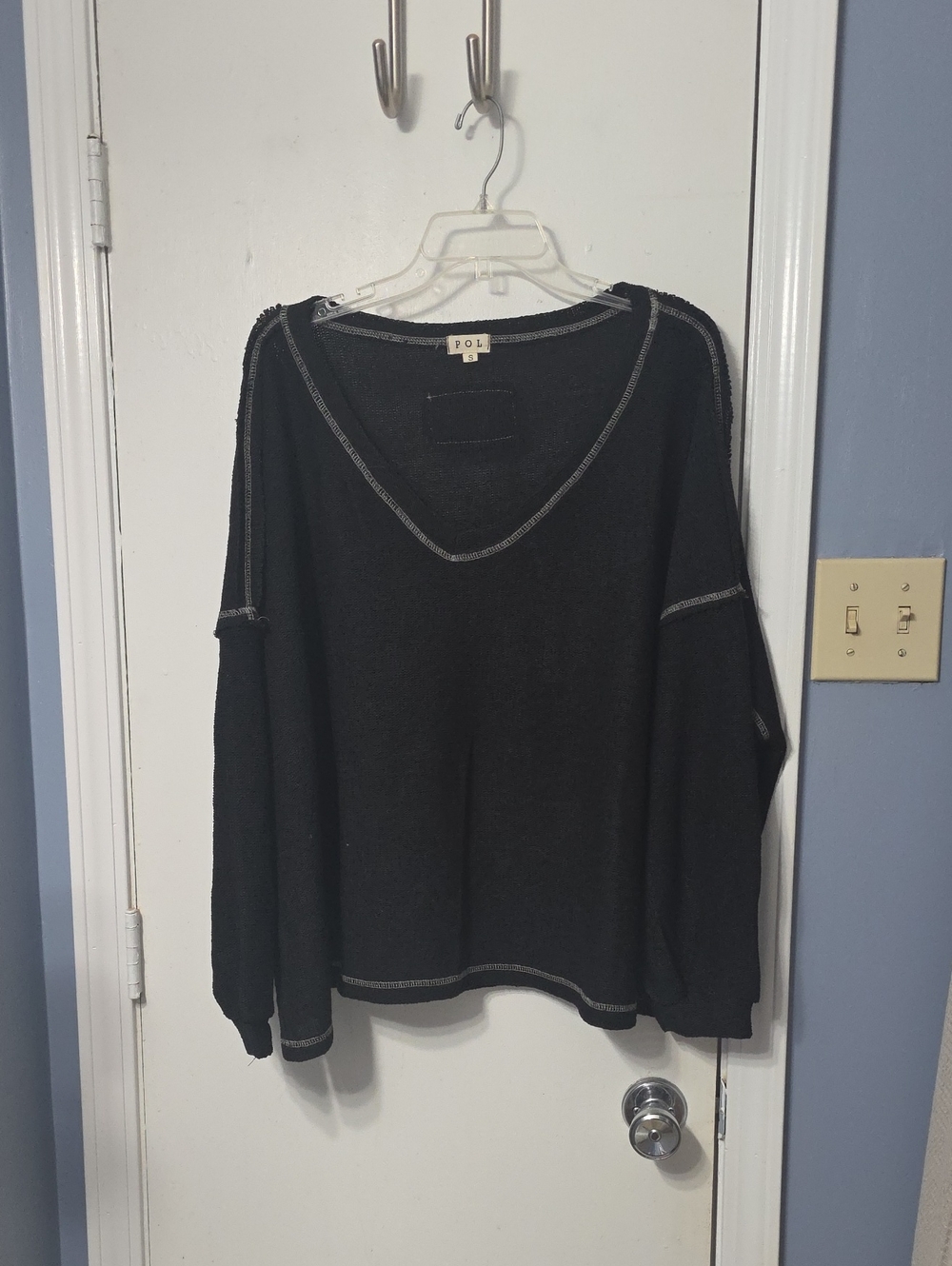 POL Black V-Neck Lightweight Women's Sweater